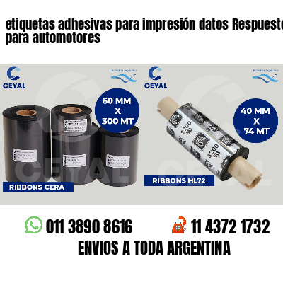 etiquetas adhesivas para impresión datos Respuestos para automotores