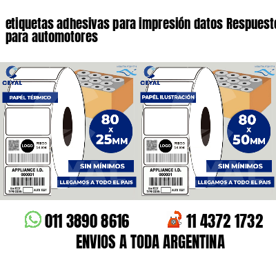 etiquetas adhesivas para impresión datos Respuestos para automotores