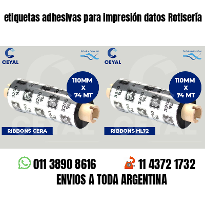 etiquetas adhesivas para impresión datos Rotisería