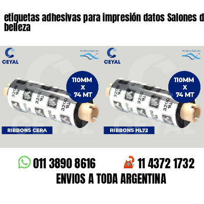 etiquetas adhesivas para impresión datos Salones de belleza