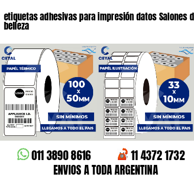 etiquetas adhesivas para impresión datos Salones de belleza