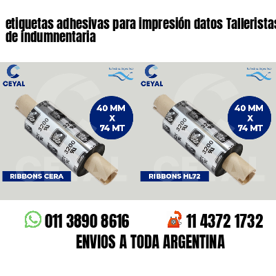 etiquetas adhesivas para impresión datos Talleristas de indumnentaria