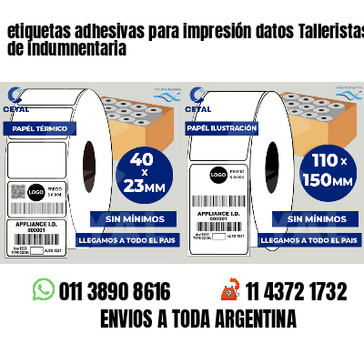 etiquetas adhesivas para impresión datos Talleristas de indumnentaria