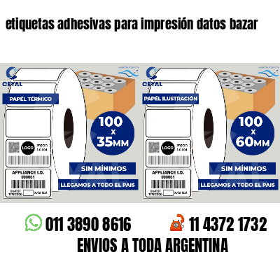 etiquetas adhesivas para impresión datos bazar
