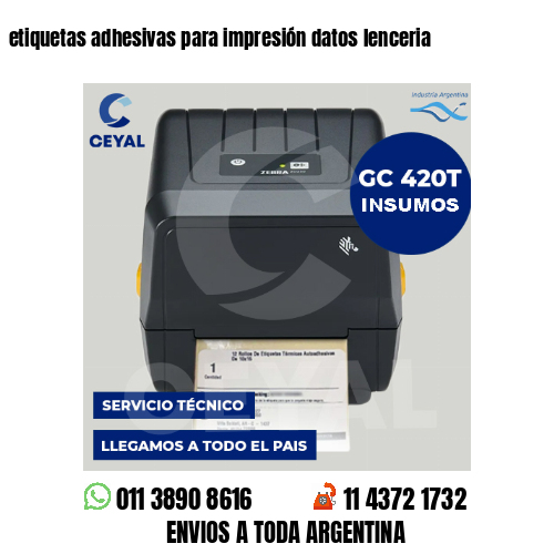 etiquetas adhesivas para impresión datos lenceria