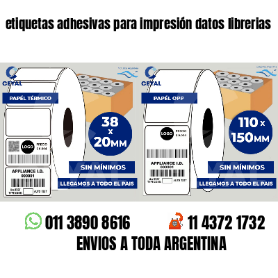 etiquetas adhesivas para impresión datos librerias