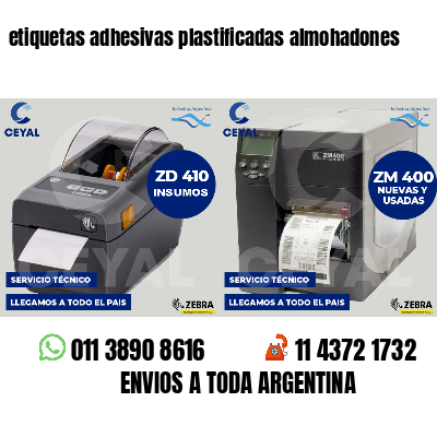 etiquetas adhesivas plastificadas almohadones