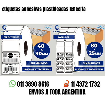 etiquetas adhesivas plastificadas lenceria