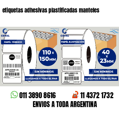 etiquetas adhesivas plastificadas manteles