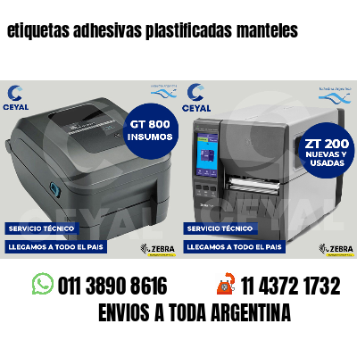 etiquetas adhesivas plastificadas manteles