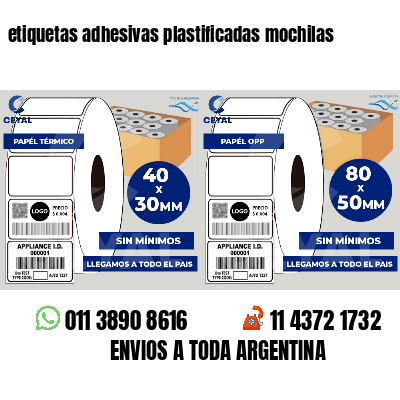 etiquetas adhesivas plastificadas mochilas