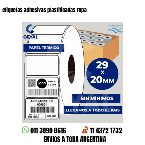 etiquetas adhesivas plastificadas ropa