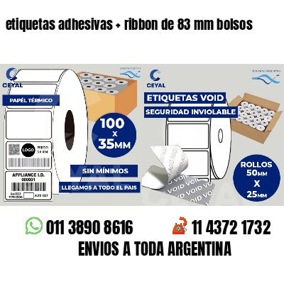 etiquetas adhesivas ribbon de 83 mm bolsos