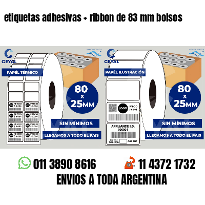 etiquetas adhesivas   ribbon de 83 mm bolsos