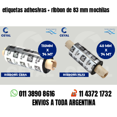 etiquetas adhesivas   ribbon de 83 mm mochilas