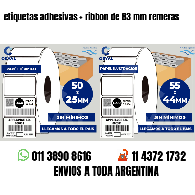 etiquetas adhesivas   ribbon de 83 mm remeras