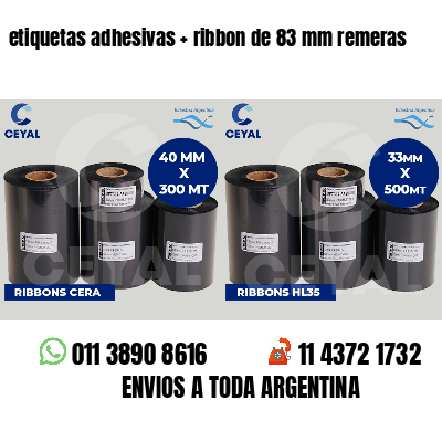 etiquetas adhesivas   ribbon de 83 mm remeras