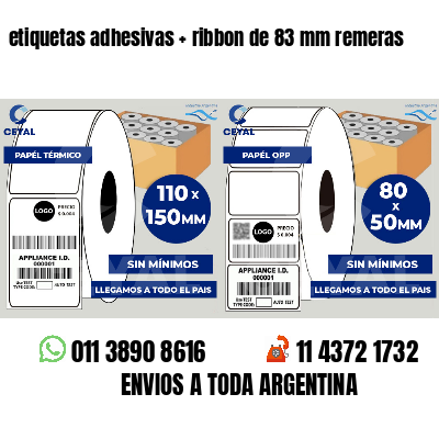 etiquetas adhesivas   ribbon de 83 mm remeras