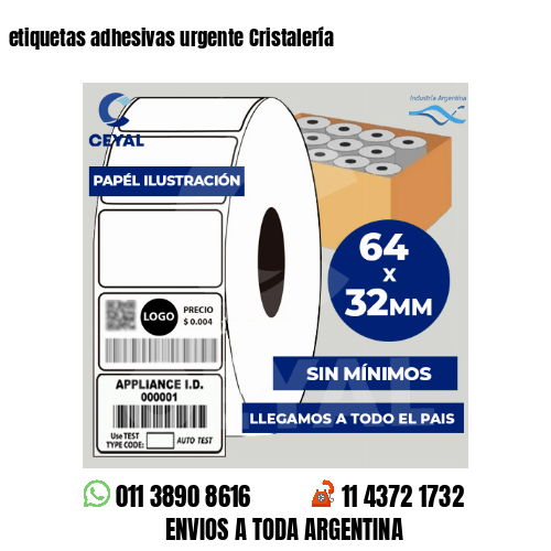 etiquetas adhesivas urgente Cristalería