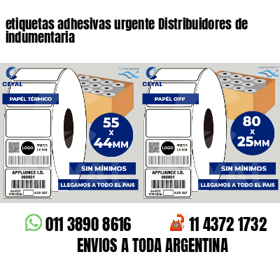 etiquetas adhesivas urgente Distribuidores de indumentaria