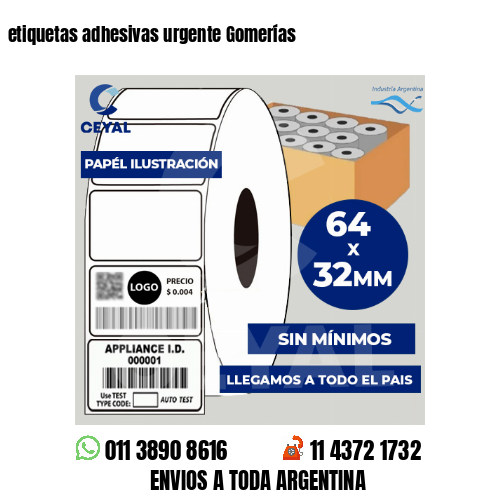 etiquetas adhesivas urgente Gomerías