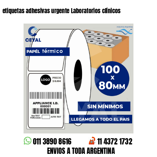 etiquetas adhesivas urgente Laboratorios clínicos