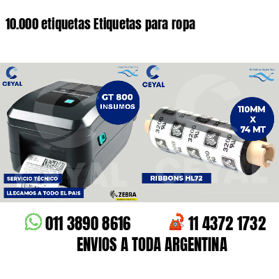 10.000 etiquetas Etiquetas para ropa