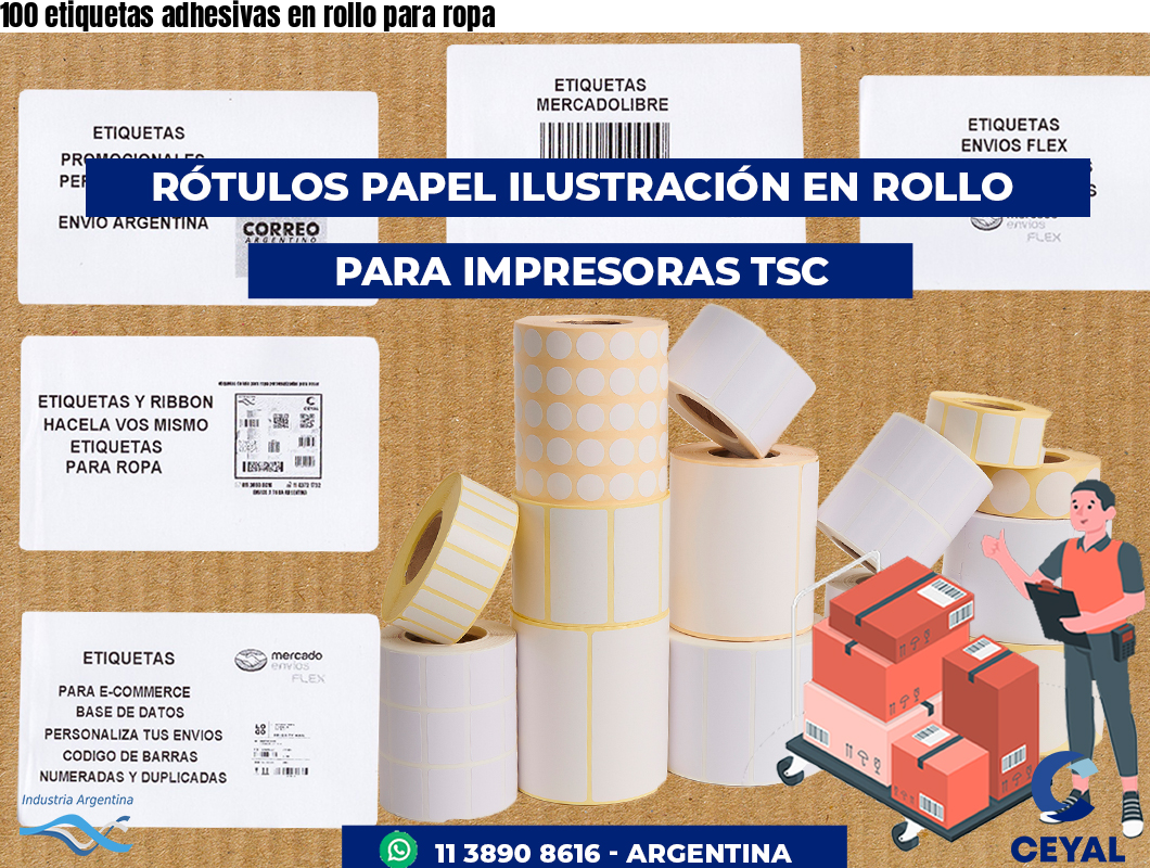 100 etiquetas adhesivas en rollo para ropa