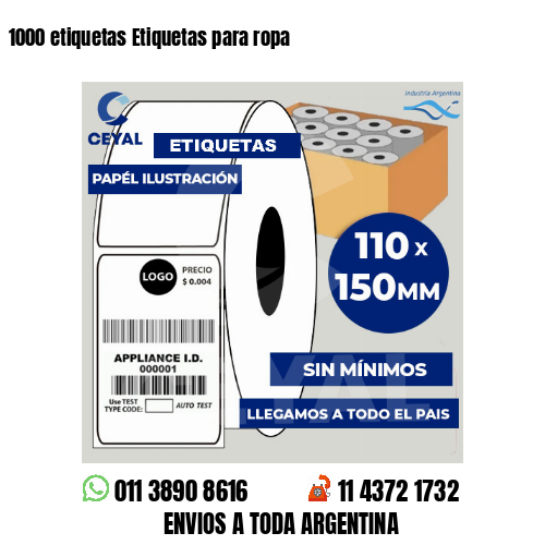 1000 etiquetas Etiquetas para ropa