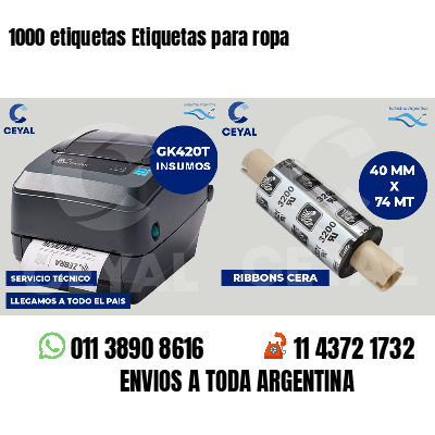 1000 etiquetas Etiquetas para ropa