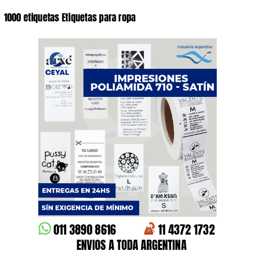 1000 etiquetas Etiquetas para ropa