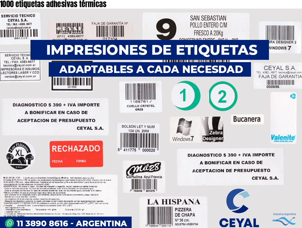 1000 etiquetas adhesivas térmicas