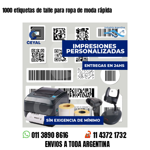 1000 etiquetas de talle para ropa de moda rápida