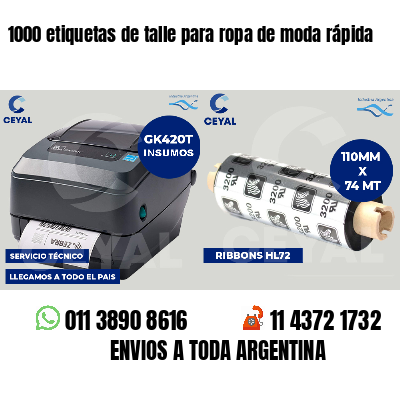 1000 etiquetas de talle para ropa de moda rápida