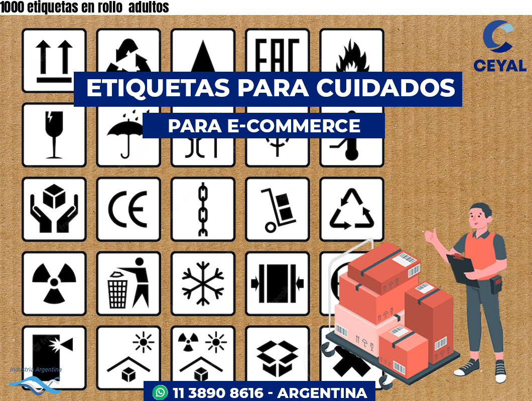 1000 etiquetas en rollo  adultos