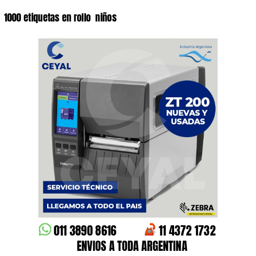 1000 etiquetas en rollo  niños