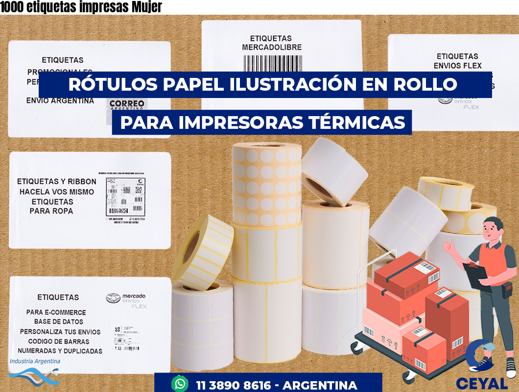 1000 etiquetas impresas Mujer