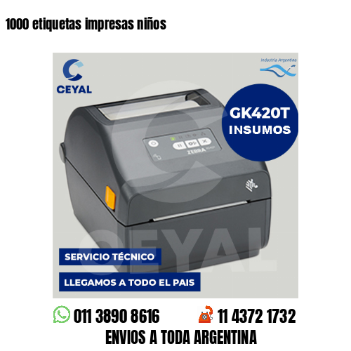 1000 etiquetas impresas niños