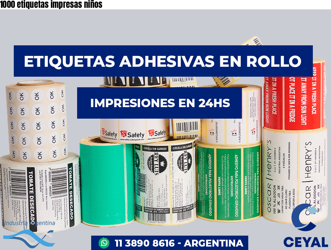 1000 etiquetas impresas niños
