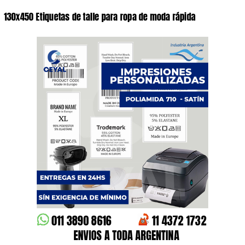 130x450 Etiquetas de talle para ropa de moda rápida