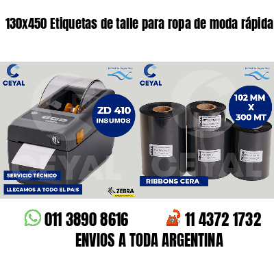 130x450 Etiquetas de talle para ropa de moda rápida