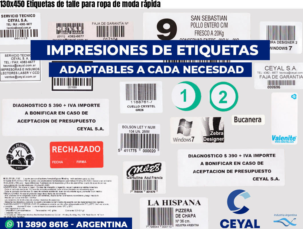 130x450 Etiquetas de talle para ropa de moda rápida