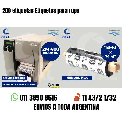 200 etiquetas Etiquetas para ropa