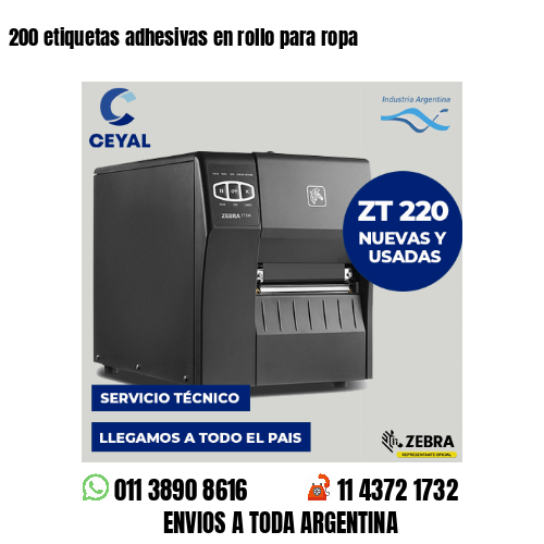 200 etiquetas adhesivas en rollo para ropa