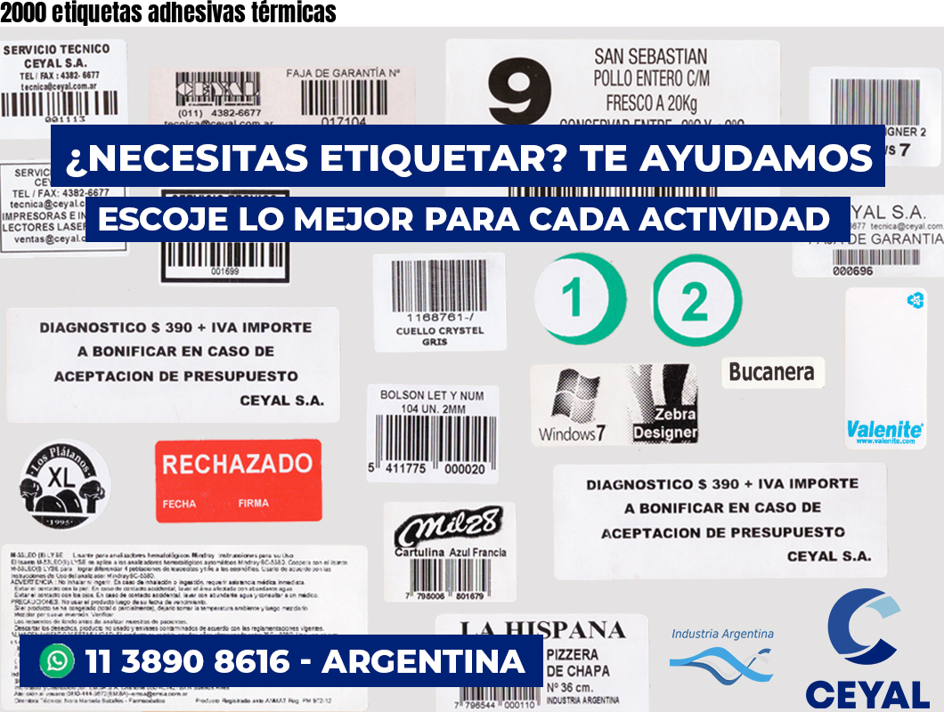 2000 etiquetas adhesivas térmicas