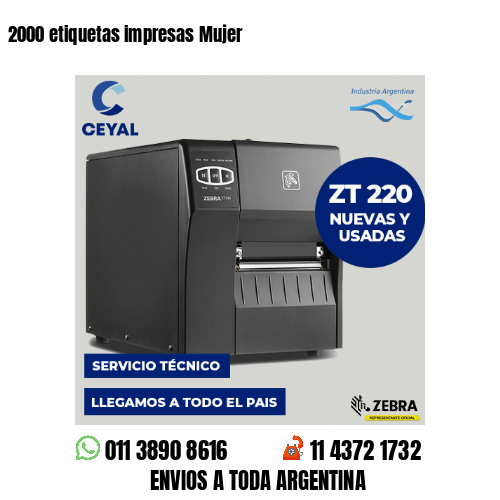 2000 etiquetas impresas Mujer