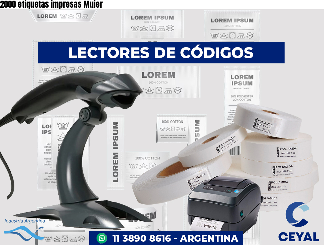 2000 etiquetas impresas Mujer