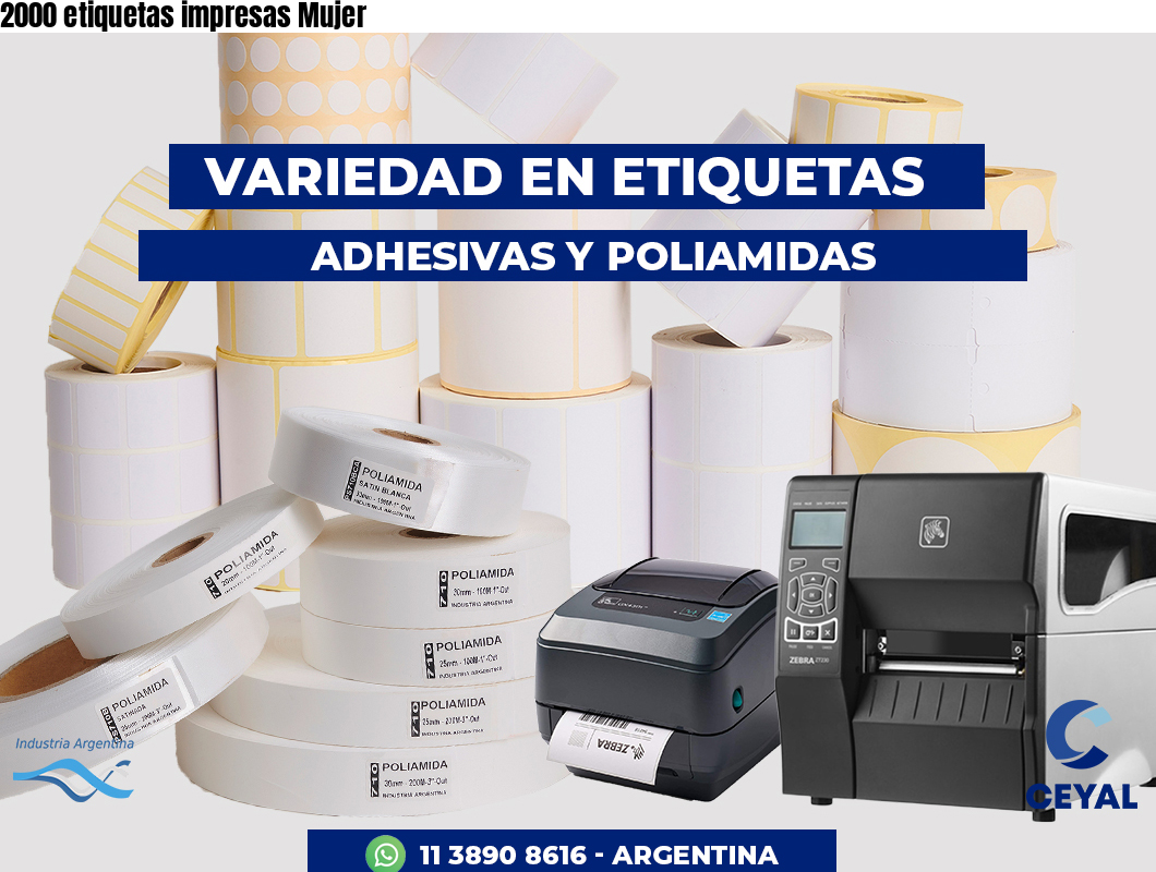 2000 etiquetas impresas Mujer