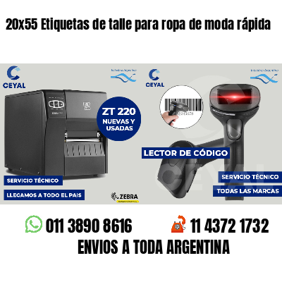 20x55 Etiquetas de talle para ropa de moda rápida