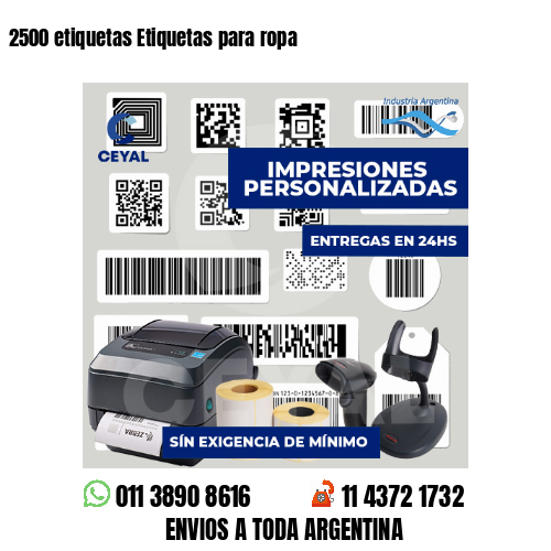 2500 etiquetas Etiquetas para ropa